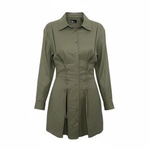 NEW - The Kooples Sage Green Viscose Linen Button up Military Dress - Size XS